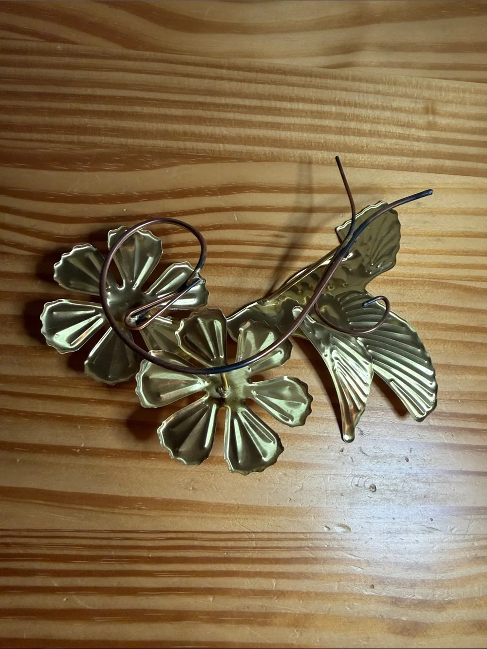 Vintage Homco Brass Hummingbird Wall Decor Set of 4
